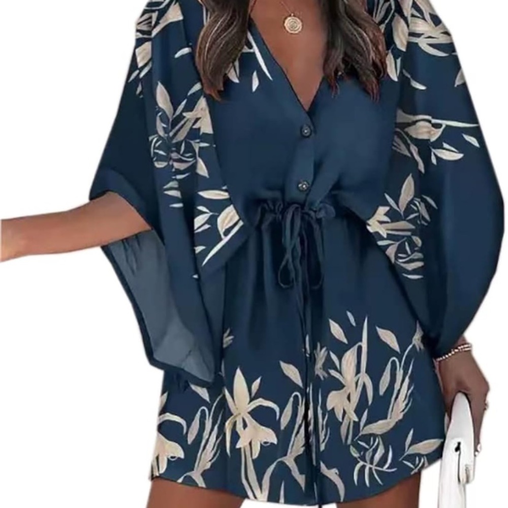 Floral Kimono Sleeve Dress